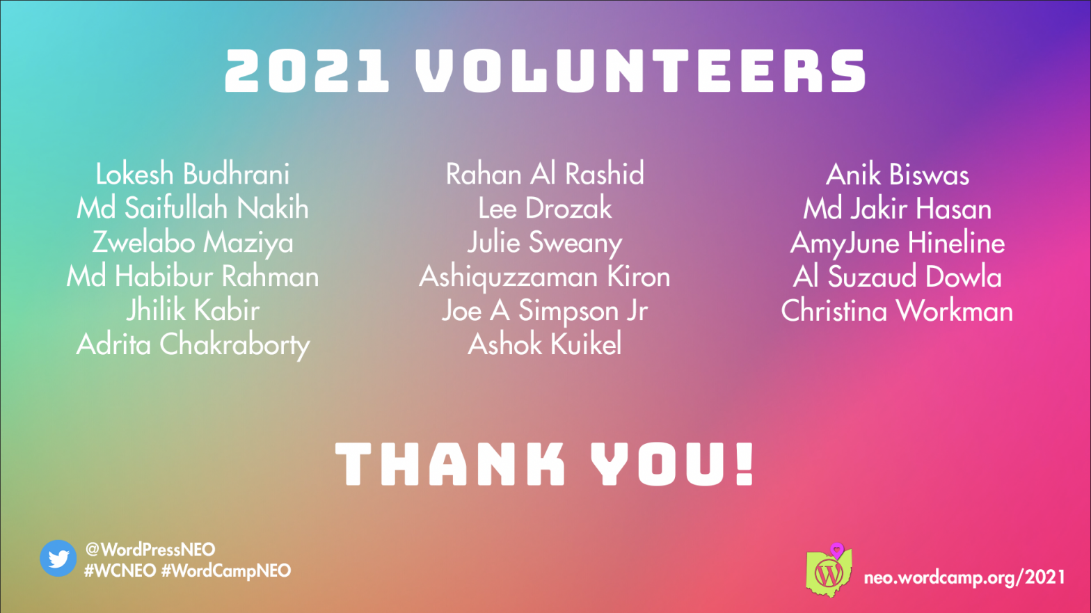 2021 Volunteers at WC NEO